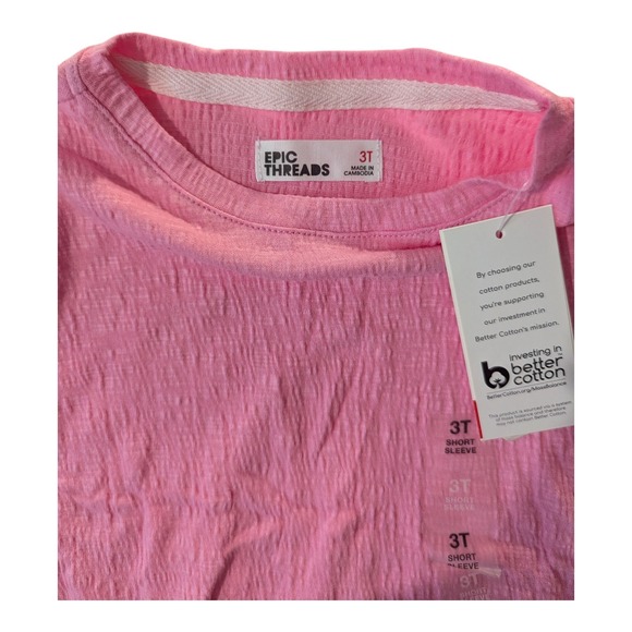 BBC-1 Epic Threads Solid Textured T-Shirt Little‎ Girls 3T - Juicy Pink - Picture 3 of 3